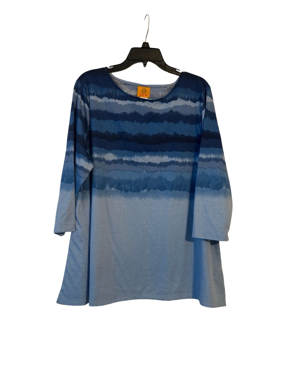 Ruby Rd. Blue Ombre Striped Long Sleeve Tunic